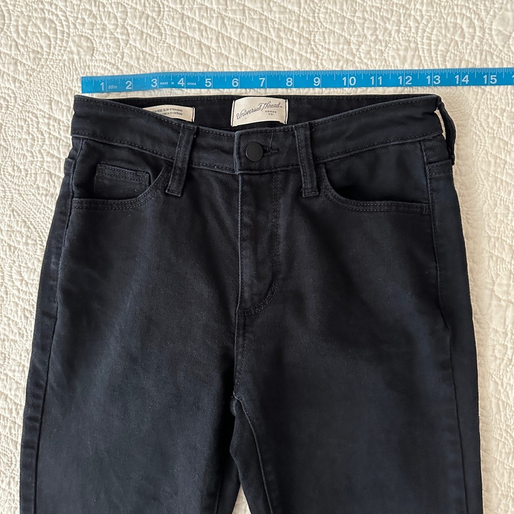 Universal Thread High Rise Slim Straight Black Denim Jeans Size 00 - Picture 5 of 9